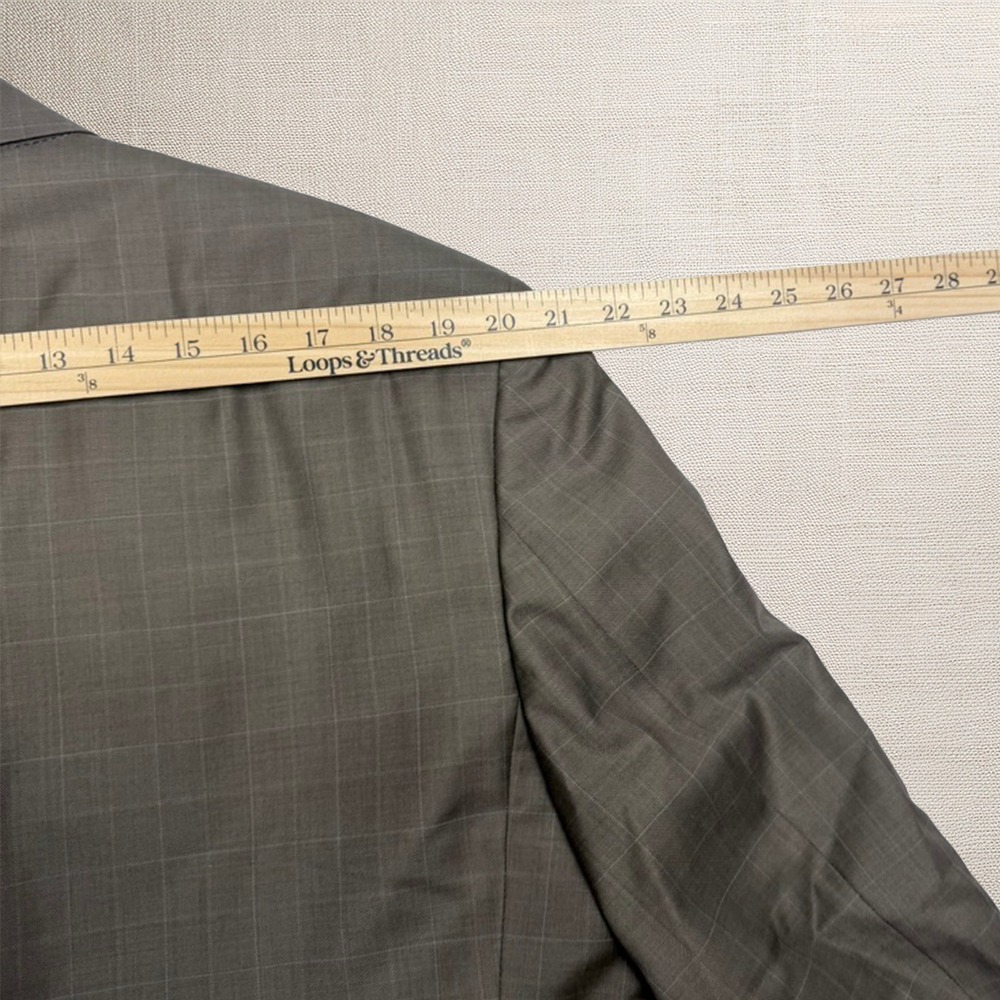 Jos A Bank Blazer Window Pane 46R Wool Purple Lining Professional Classic Preppy - Picture 7 of 11